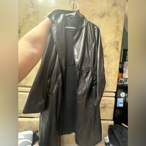 shein leather trench coat